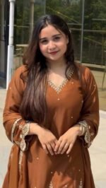 Women's Georgette Sequence Moti Work Straight Kurti With Salwar and Dupatta Set - Image 6