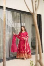 Women’s Ethnic Anarkali Style Floor-Length Gown in Magenta with Golden Zari Embroidery – Festive & Wedding Wear - Image 10