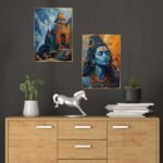 Set of Two Wall Paintings for Wall Dacoration Golden Framed Wall Paintings for Living Room & Bedroom Wall Art for Home Decoration & Office Wall Décor (14x11 inch CH-GD2-7)