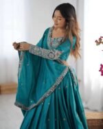Women's Crepe Silk Sequence Embroidery and Zari Work Rajsthani Lehenga Choli with Dupatta - Image 4