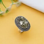 Arts Crystal Products Natural Labradorite Ring Set for Women,Vintage Joint Knuckle Stackable Rings Oval Gemstone Ring