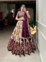 Women's Luxurious Tussar Silk Lehenga Choli with Intricate Prints & Can-Can Flair - Image 5