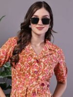 Women's MultiColor Velvet Floral Printed Fit & Flare Dress - Image 4