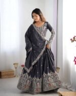 Women's Crepe Silk Sequence Embroidery and Zari Work Rajsthani Lehenga Choli with Dupatta - Image 6