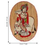 Oval Shaped Design Bamboo Hand Crafted Wall Hangings Of Krishna Ji With Holy Cow For Home Decor | Bamboo Art For Wall Decor - Image 2