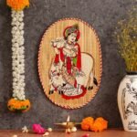 Oval Shaped Design Bamboo Hand Crafted Wall Hangings Of Krishna Ji With Holy Cow For Home Decor | Bamboo Art For Wall Decor - Image 3