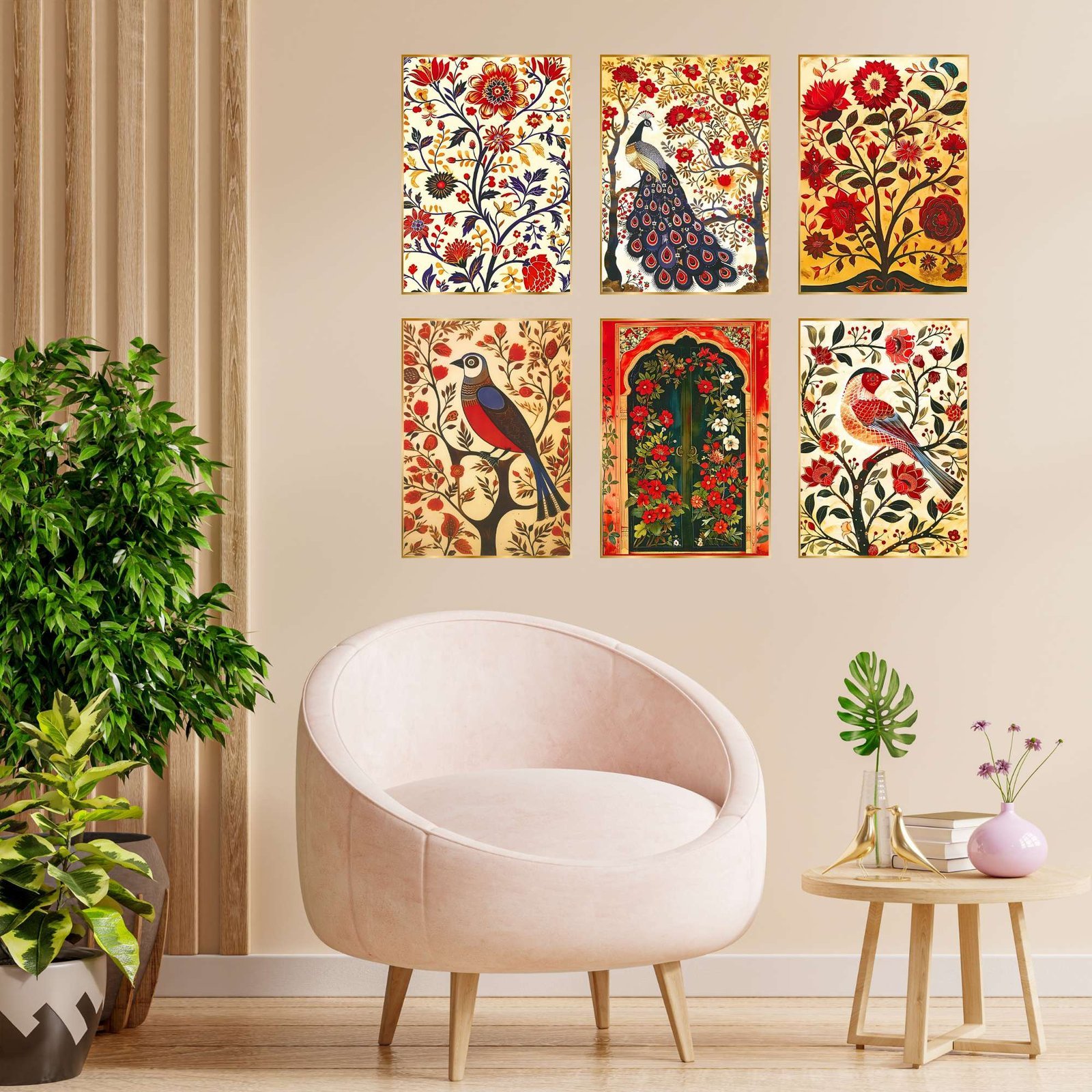 Ppga09.jpg Set of Six Wall Paintings for Wall Dacoration Golden Framed Wall Paintings for Living Room & Bedroom Wall Art for Home Decoration & Office Wall Décor (13x10 inch CH-GD6-9) - Image 1