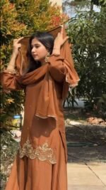 Women's Georgette Sequence Moti Work Straight Kurti With Salwar and Dupatta Set - Image 2