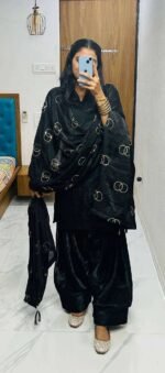 Women's Fendi Silk Solid Muslim Straight Kurti With Pant and Dupatta set - Image 3
