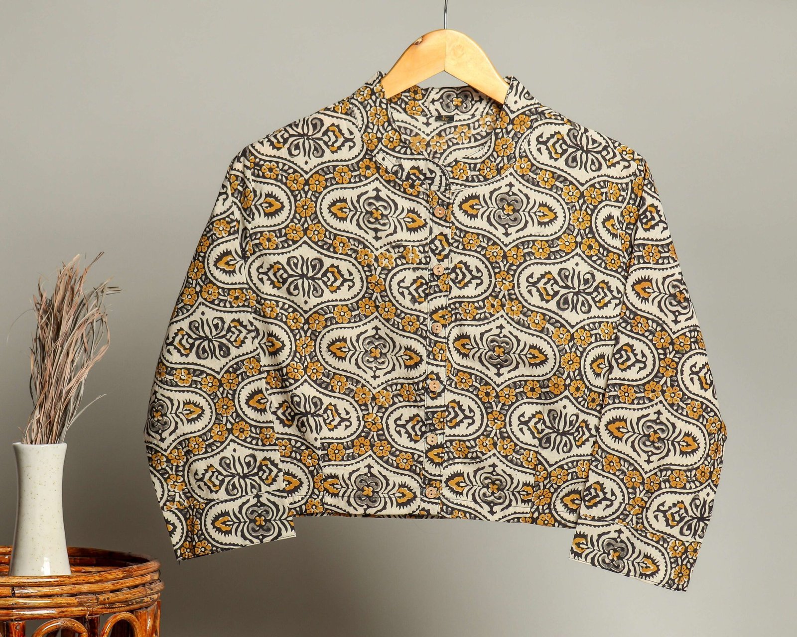 Ua9Rlr-scaled-1.jpg Handmade Block Print Cotton for Women ? Ethnic Floral Printed Top with Long Sleeves - Image 1