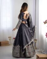 Women's Crepe Silk Sequence Embroidery and Zari Work Rajsthani Lehenga Choli with Dupatta - Image 5