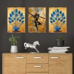 Set of Three Wall Paintings for Wall Dacoration Golden Framed Wall Paintings for Living Room & Bedroom Wall Art for Home Decoration & Office Wall Décor (24x18 inch CH-GD3-10)
