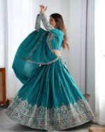 Women's Crepe Silk Sequence Embroidery and Zari Work Rajsthani Lehenga Choli with Dupatta - Image 9