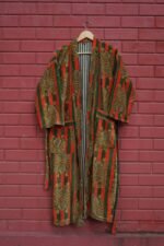 Womens Red Green Velvet Embroidered Jacket with Floral Design - Image 4