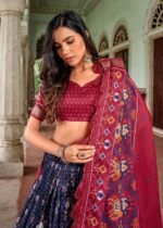 Women's Traditional Patola Print Tussar Silk Lehenga Choli with Festive Dupatta - Image 8