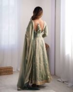 Women's Fandy Silk Coding with Sequnce work Long Anarkali Kurti Gown With Dupatta - Image 8