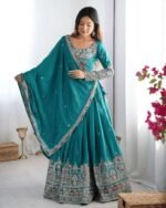 Women's Crepe Silk Sequence Embroidery and Zari Work Rajsthani Lehenga Choli with Dupatta - Image 7