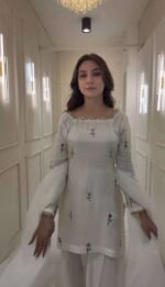 Women's Raw Silk Floral Printed Straight Kurti With Salwar and Dupatta Set - Image 6