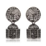 Earrings for Women Traditional Silver AZ838-OXidised Jhumka Set | German Silver Chand Baliyan & Jhumkas Earrings | Birthday & Anniversary Gift -AZ838-OX-ER33 - Image 4