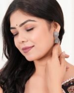 Earrings for Women Traditional Silver AZ838-OXidised Jhumka Set | German Silver Chand Baliyan & Jhumkas Earrings | Birthday & Anniversary Gift -AZ838-OX-ER33 - Image 2