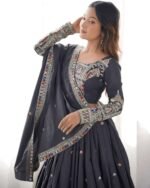 Women's Crepe Silk Sequence Embroidery and Zari Work Rajsthani Lehenga Choli with Dupatta - Image 2