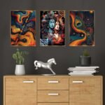 Set of Three Wall Paintings for Wall Dacoration Golden Framed Wall Paintings for Living Room & Bedroom Wall Art for Home Decoration & Office Wall Décor (18x12 inch CH-GD3-5) - Image 4