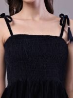 Women's Junglee Black Velvet Party Midi Dress with Asymmetrical Hemline Midi Dresses - Image 5