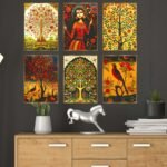 Set of Six Wall Paintings for Wall Dacoration Golden Framed Wall Paintings for Living Room & Bedroom Wall Art for Home Decoration & Office Wall Décor (13x10 inch CH-GD6-6)