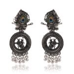 Earrings For Women AZ838-OXidised Traditional Radha Krishna | Silver Beads Ethnic Jhumka/Jhumki - Image 4