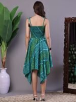 Women's Leheriya Asymmetrical Hem Smocked A-Line Dress Midi Dresses - Image 2