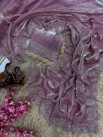 Women's Luxurious Shimmering Grey Organza Saree with Intricately Embroidered Black Blouse - Perfect for Festive & Evening Wear - Image 4