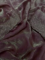 Women's Luxurious Shimmering Grey Organza Saree with Intricately Embroidered Black Blouse - Perfect for Festive & Evening Wear - Image 2
