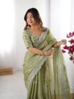 Women's Elegant Regal Purple Georgette Saree with Intricate Silver Thread & Sequin Embroidery – Complete with Embellished Blouse Piece for Festive & Party Wear - Image 17