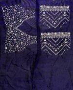 Royal Blue Embroidered Blouse Piece with Intricate Mirror, Sequin & Floral Threadwork – Ready-to-Stitch Fabric for Sarees & Festive Ethnic Wear - Image 2