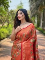Women's Luxurious Pista Green & Pink Art Silk Saree with Intricate Leaf Weave & Broad Zari Border – Ideal for Festive & Wedding Occasions - Image 19
