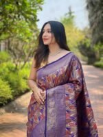 Women's Luxurious Pista Green & Pink Art Silk Saree with Intricate Leaf Weave & Broad Zari Border – Ideal for Festive & Wedding Occasions - Image 10