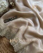 Luxurious Ivory Organza Dupatta with Heavy Golden Sequin & Zari Cutwork Border – Perfect for Weddings & Festive Layering - Image 7