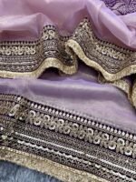 Women's Luxurious Mauve & Purple Art Silk Saree with Intricate Golden Zari & Broad Embroidered Border – Complete with Brocade Blouse for Festive & Wedding Wear - Image 2