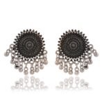 Earrings for Women Traditional Silver AZ838-OXidised Jhumka Set | German Silver Chand Baliyan & Jhumkas Earrings | Birthday & Anniversary Gift -AZ838-OX-ER32 - Image 4