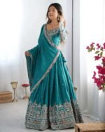 Women's Crepe Silk Sequence Embroidery and Zari Work Rajsthani Lehenga Choli with Dupatta - Image 3