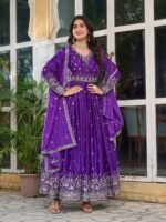 Women's American Silk Sequence Embroidery Long Anarkali Kurti (Gown) With Dupatta - Image 2