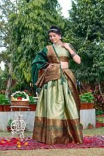 Women's Tussar Silk Patola Print Lehenga Choli Dupatta Set